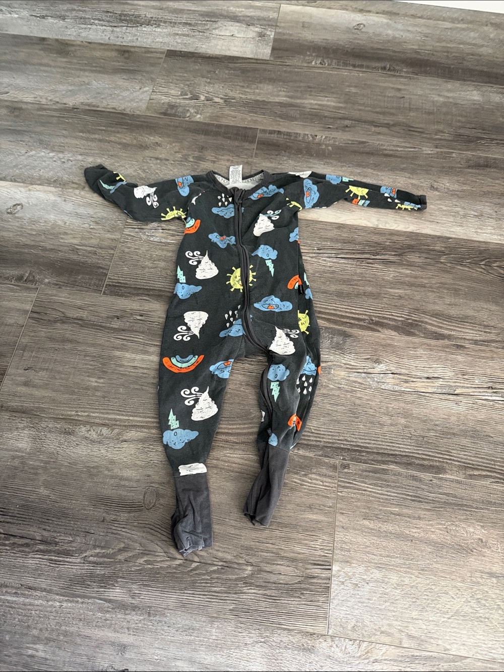 Bonds Kids Dark Gray Cloud & Rainbow One-Piece Pajama